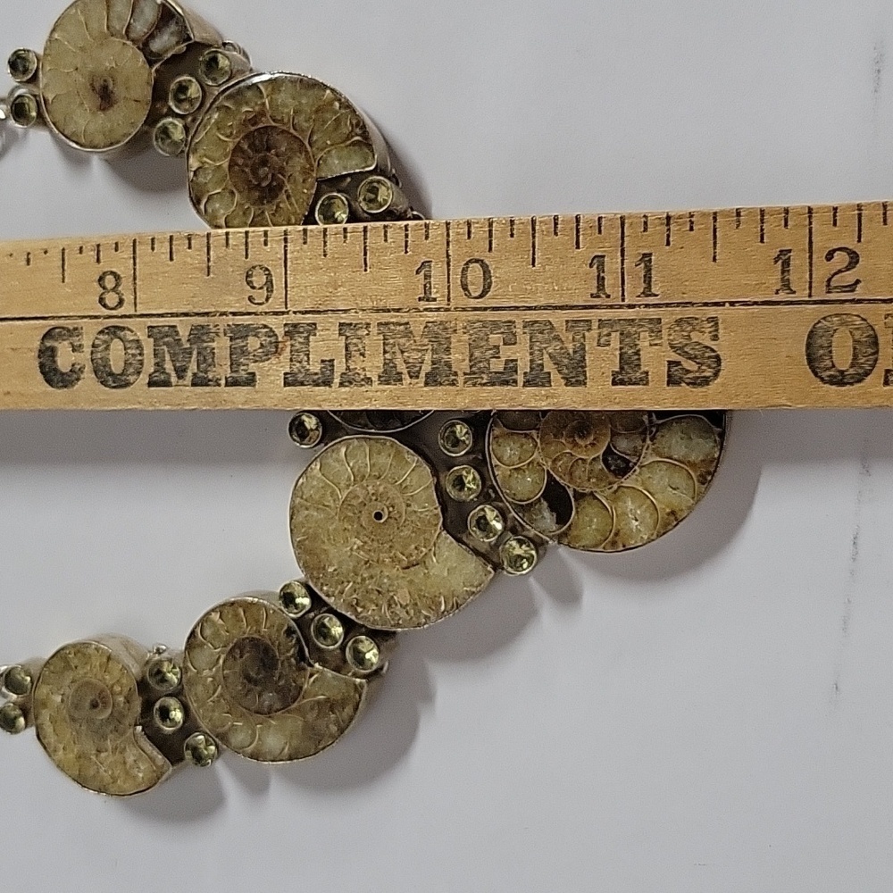 Chunky Boho Hippie Ammonite Fossil Shell Necklace with Citrine Accents - Picture 17 of 17